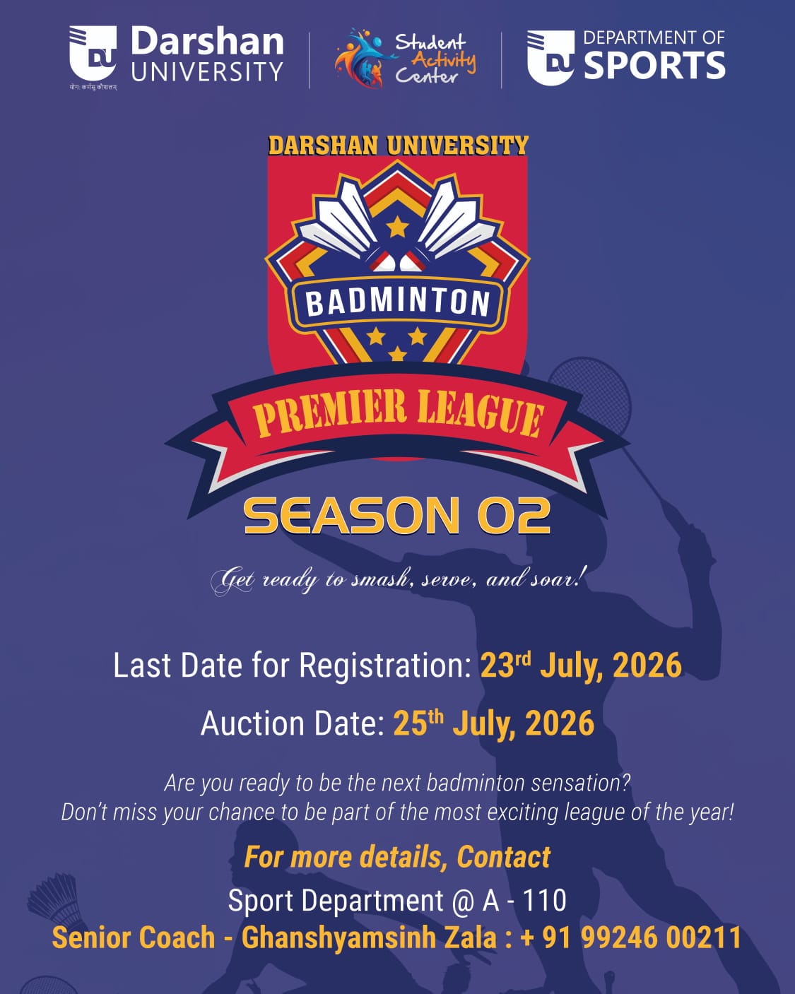 Darshan University Badminton Premier League (DUBL) – Season 2